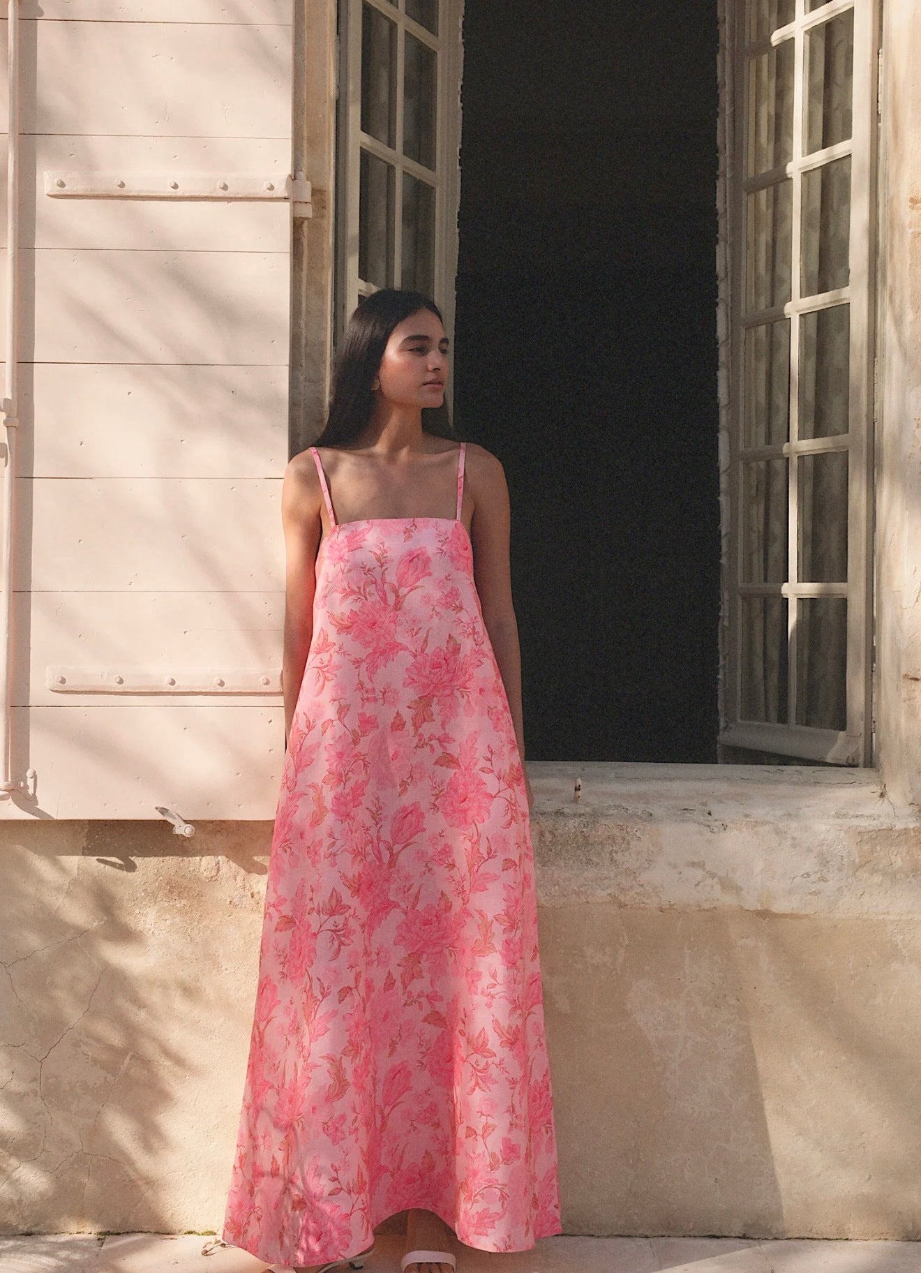 Morton Mac Camilla Dress In Blush Rose & Neck scarf