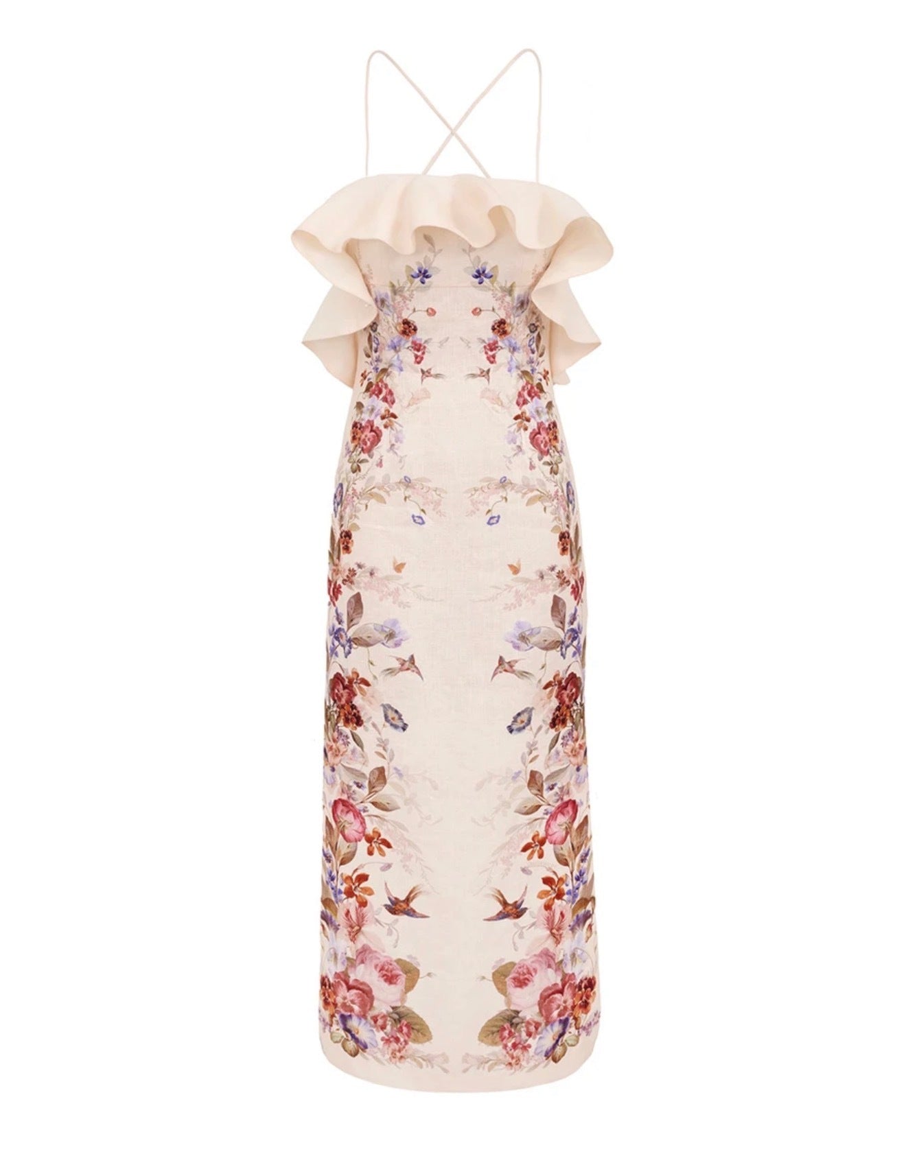 Zimmermann Patience Frill Midi Dress in Vanilla Floral
