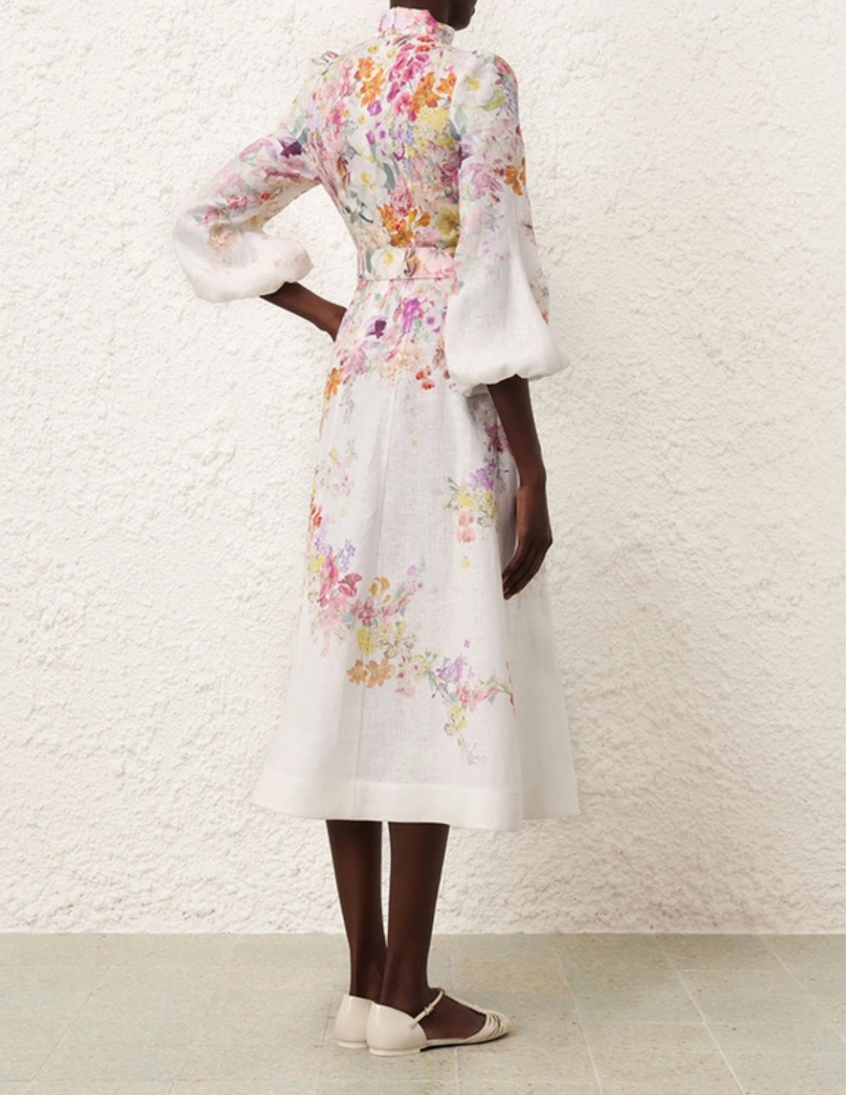 Zimmermann Natura Buttoned Midi Dress in Kaleidoscope Garden