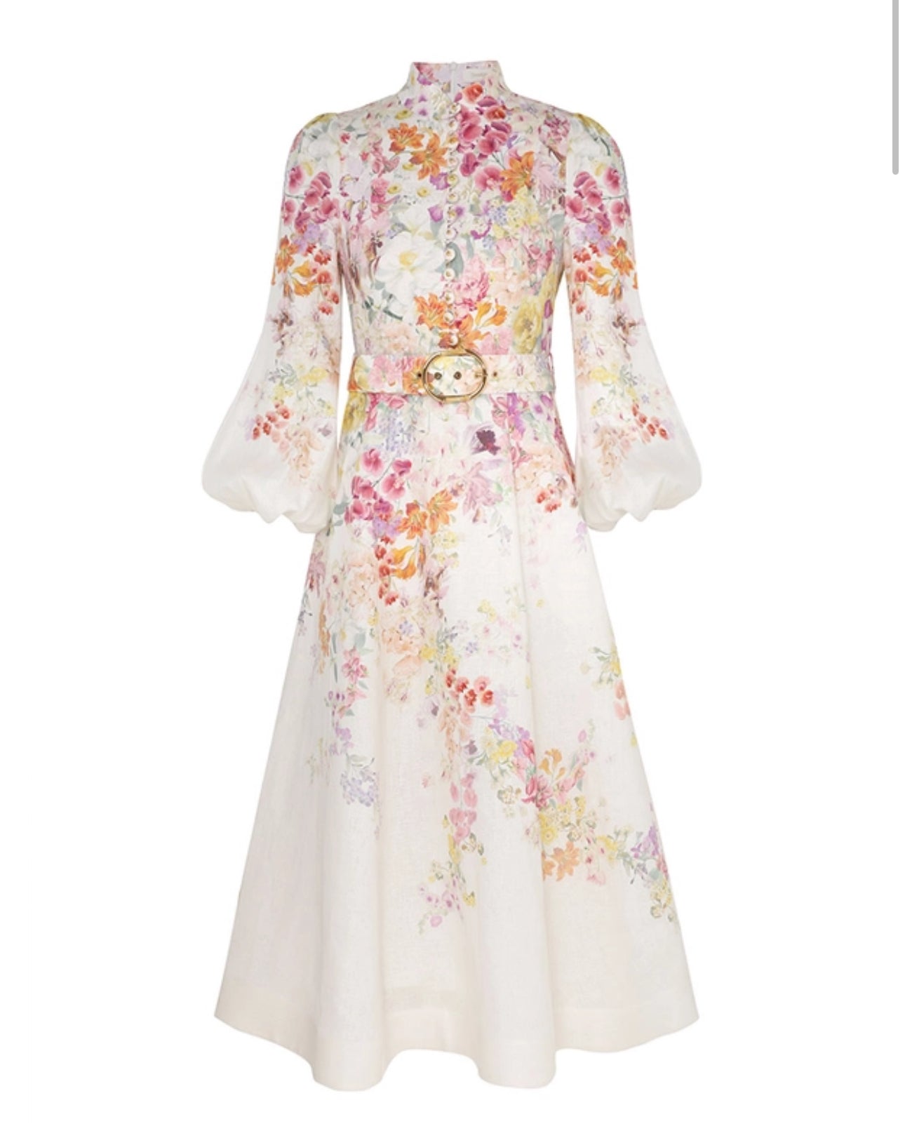 Zimmermann Natura Buttoned Midi Dress in Kaleidoscope Garden