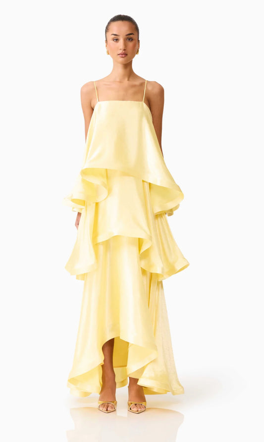 Elliatt Tilly Tiered Maxi Dress in Butter Yellow