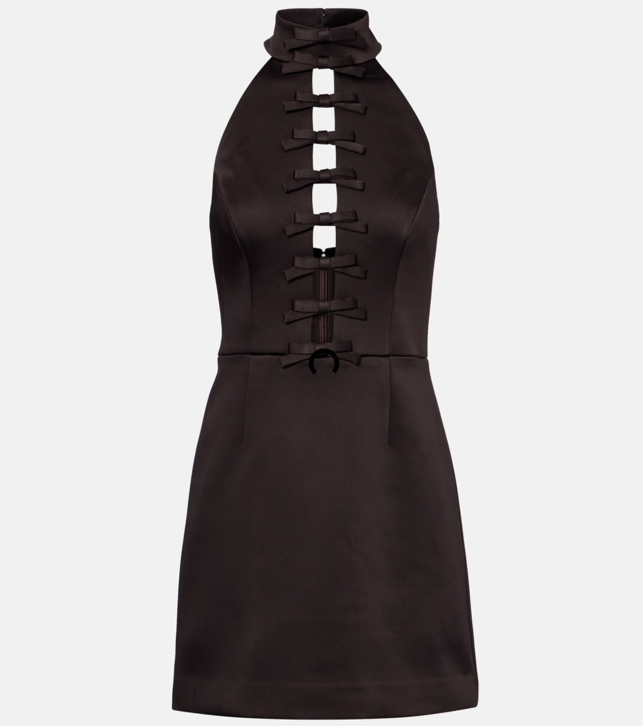 Rebecca Vallance Saskia Bow Mini Dress in Chocolate