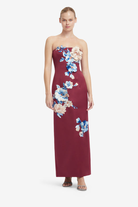 Leo Lin Rayna Embroidered Maxi Dress Cosmos Print