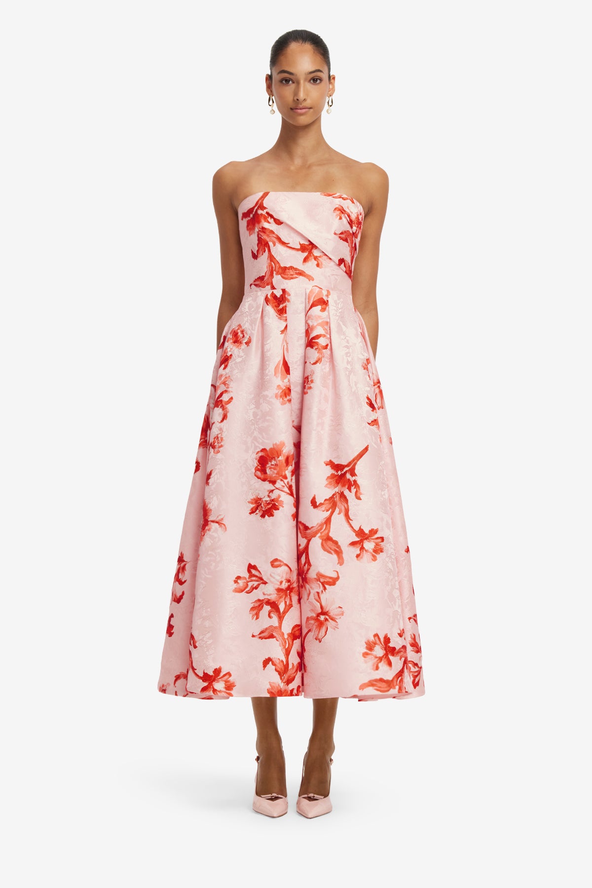 Leo Lin Lynn Jacquard Bustier Midi Dress l Magnolia Print