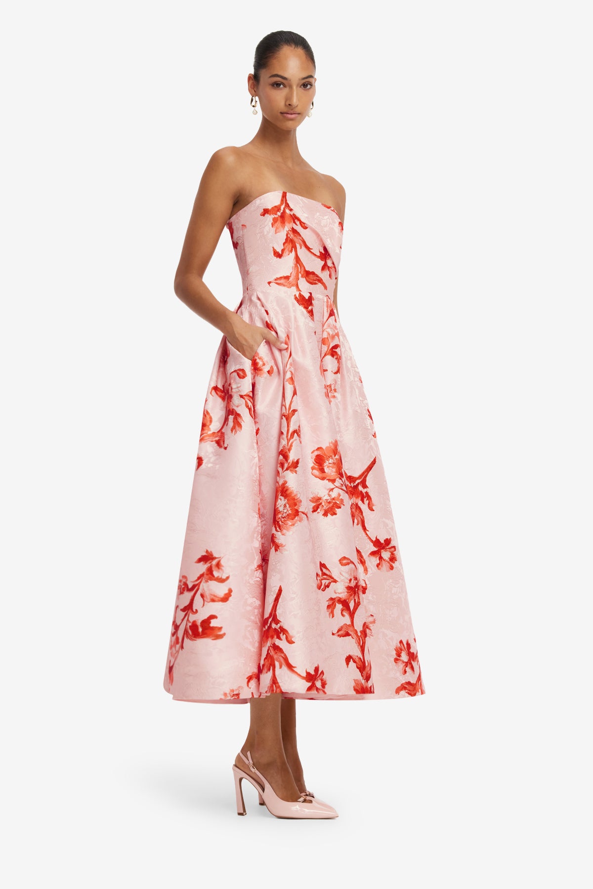 Leo Lin Lynn Jacquard Bustier Midi Dress l Magnolia Print