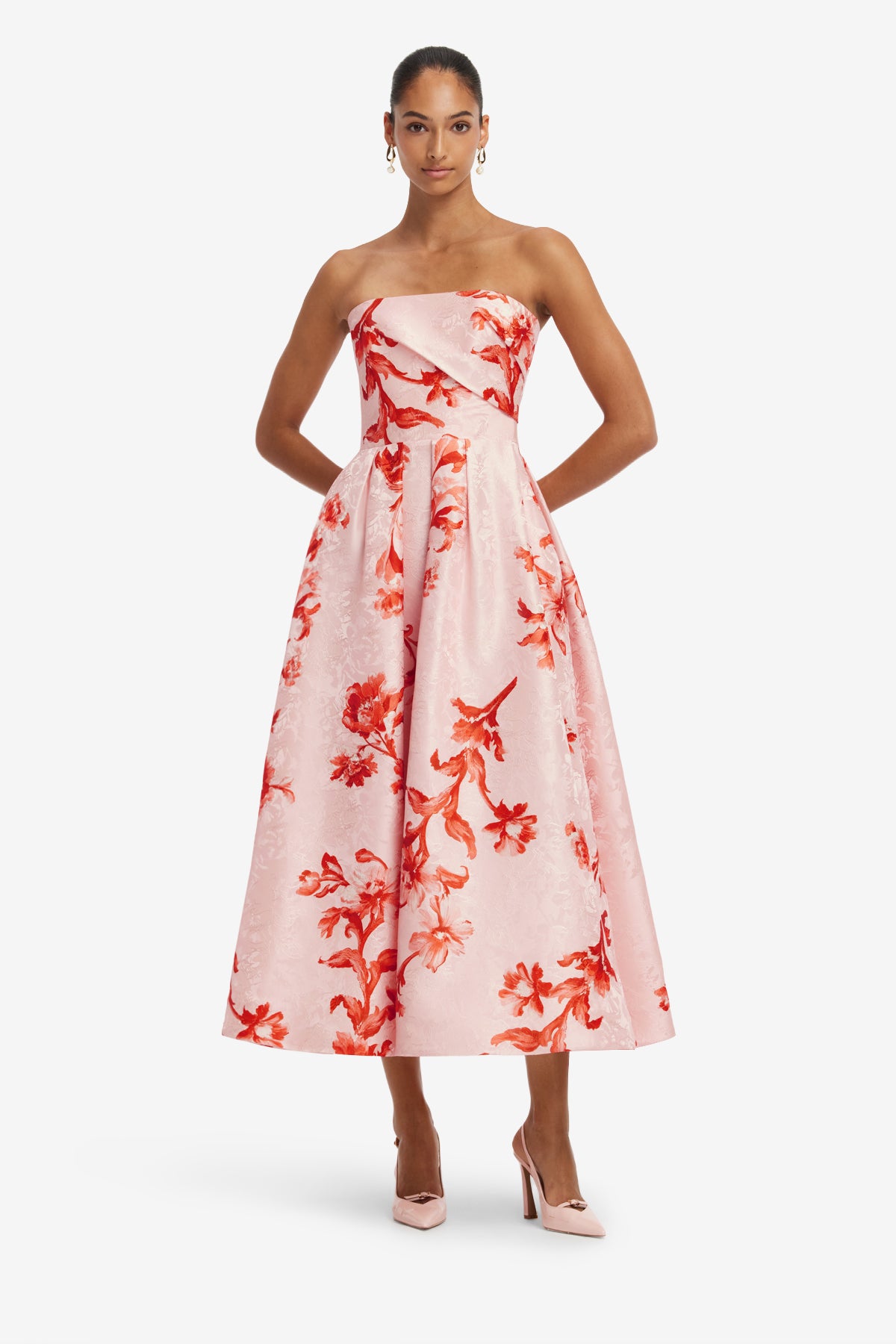 Leo Lin Lynn Jacquard Bustier Midi Dress l Magnolia Print