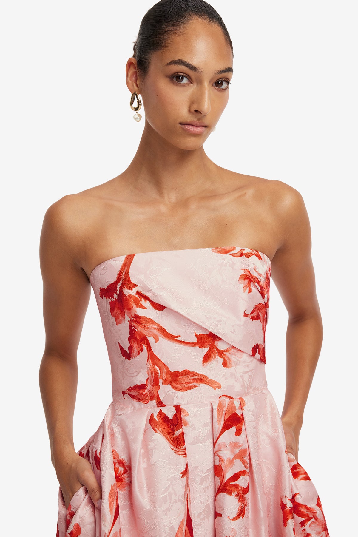 Leo Lin Lynn Jacquard Bustier Midi Dress l Magnolia Print