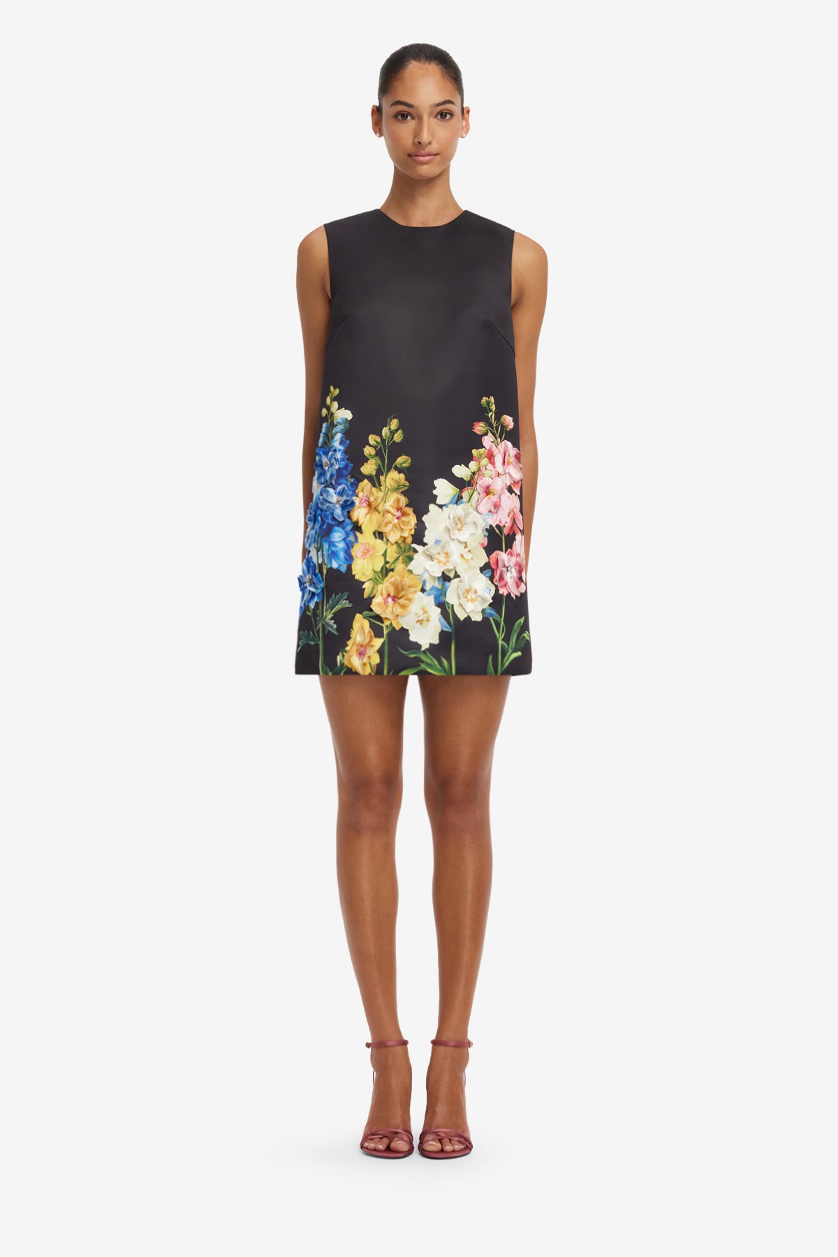 Leo Lin Yvonne Embroidered Mini Dress Vivid snapdragons