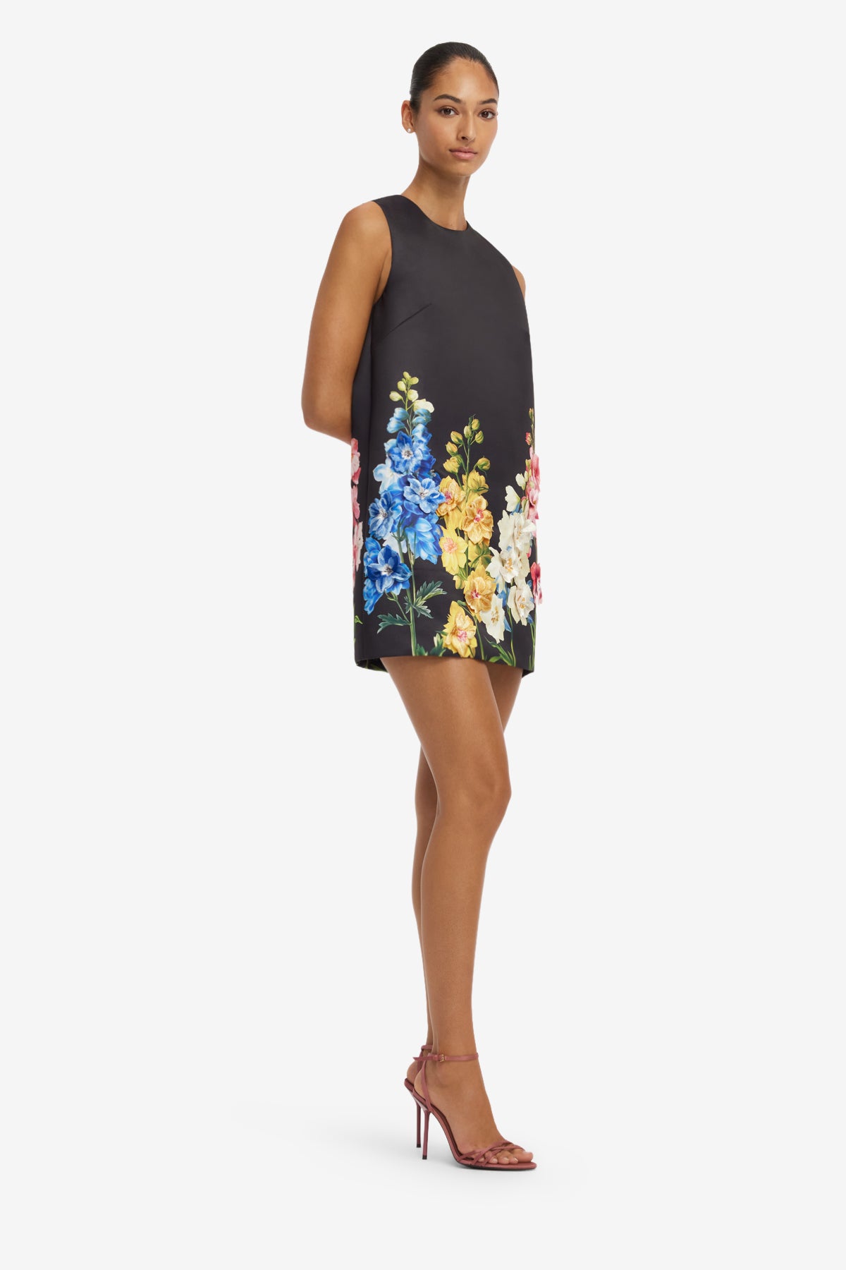 Leo Lin Yvonne Embroidered Mini Dress Vivid snapdragons
