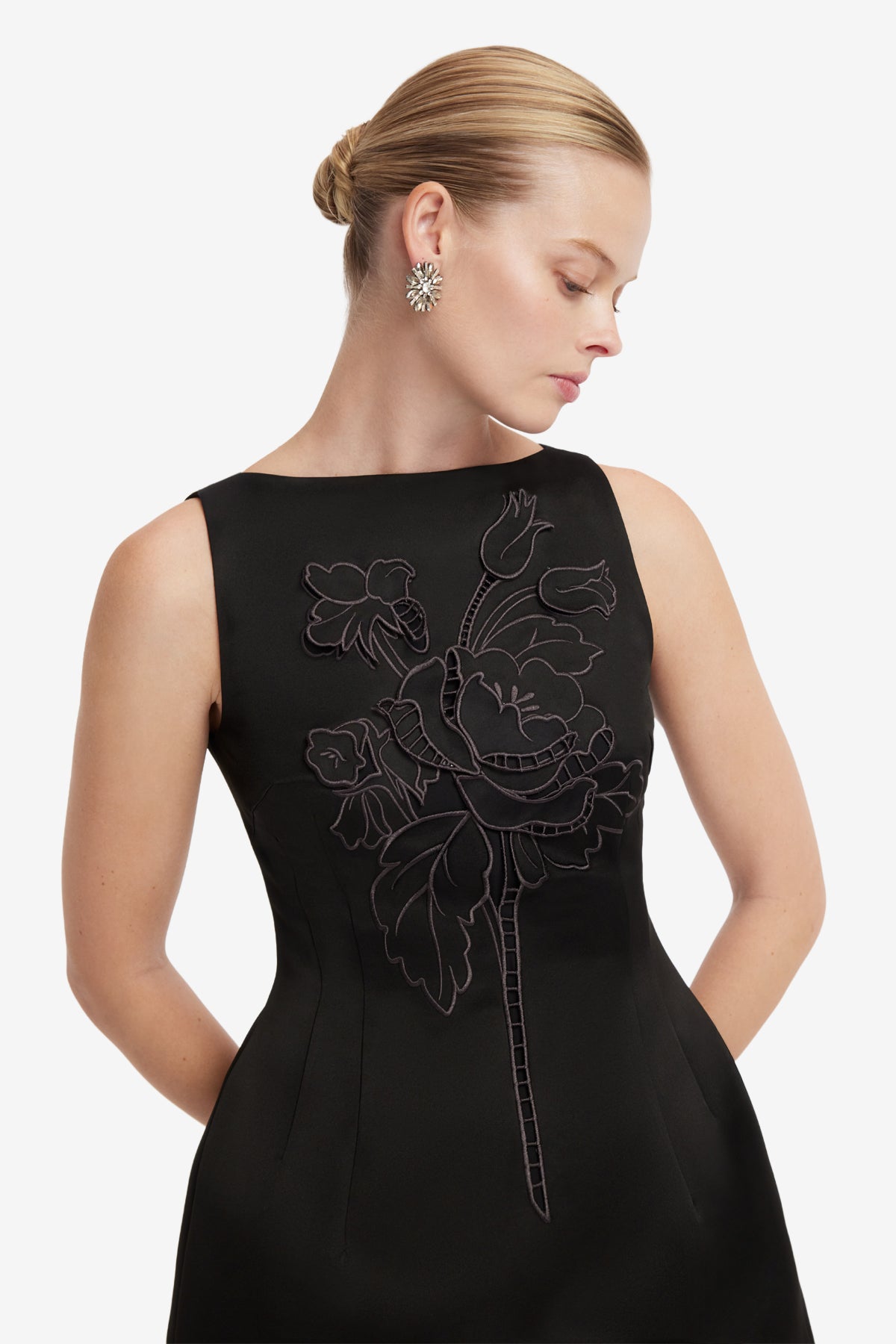 Leo Lin Ali Appliqué Boat Neck Mini Dress