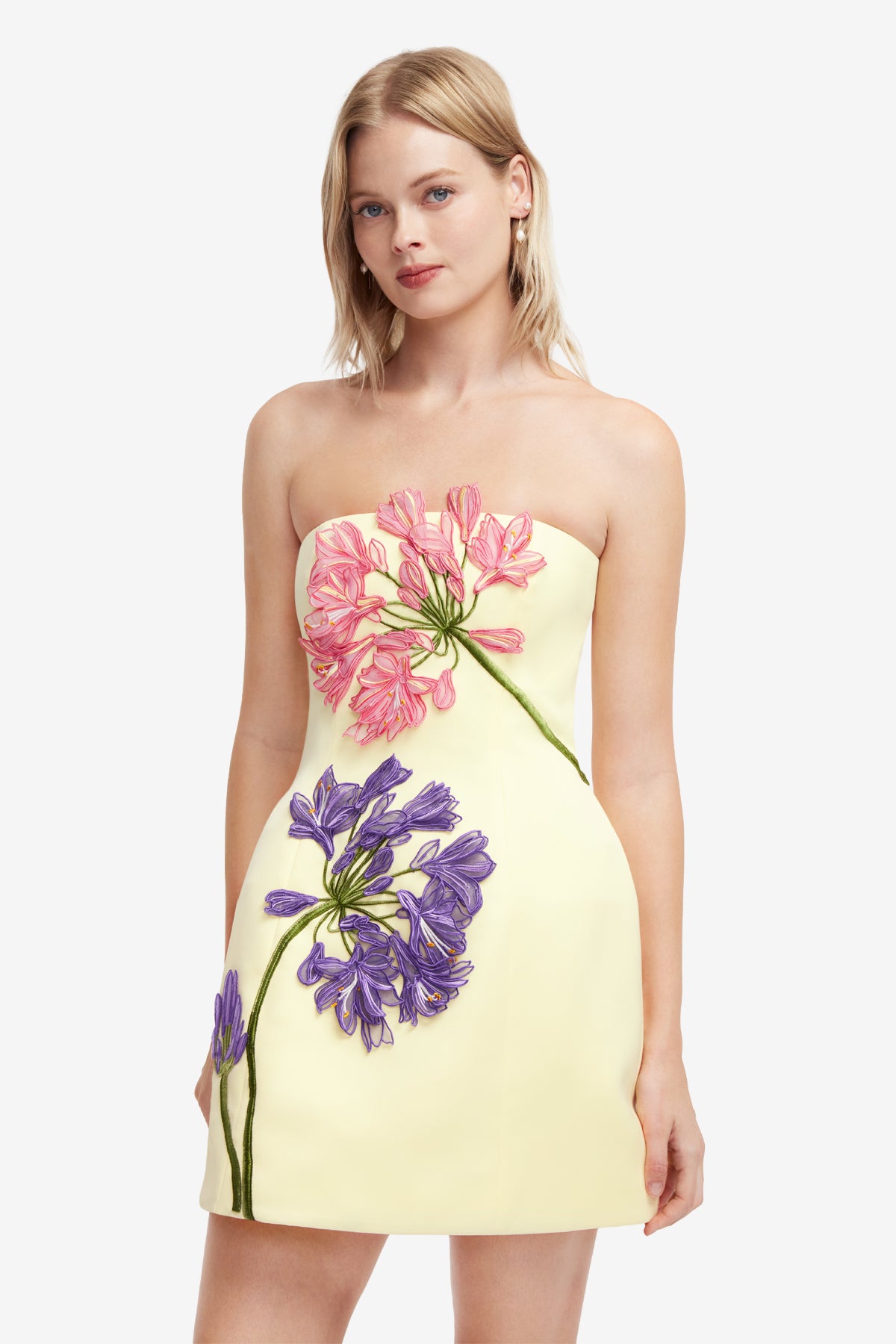Leo Lin Roselle Appliqué Bustier Mini Dress l Agapanthus