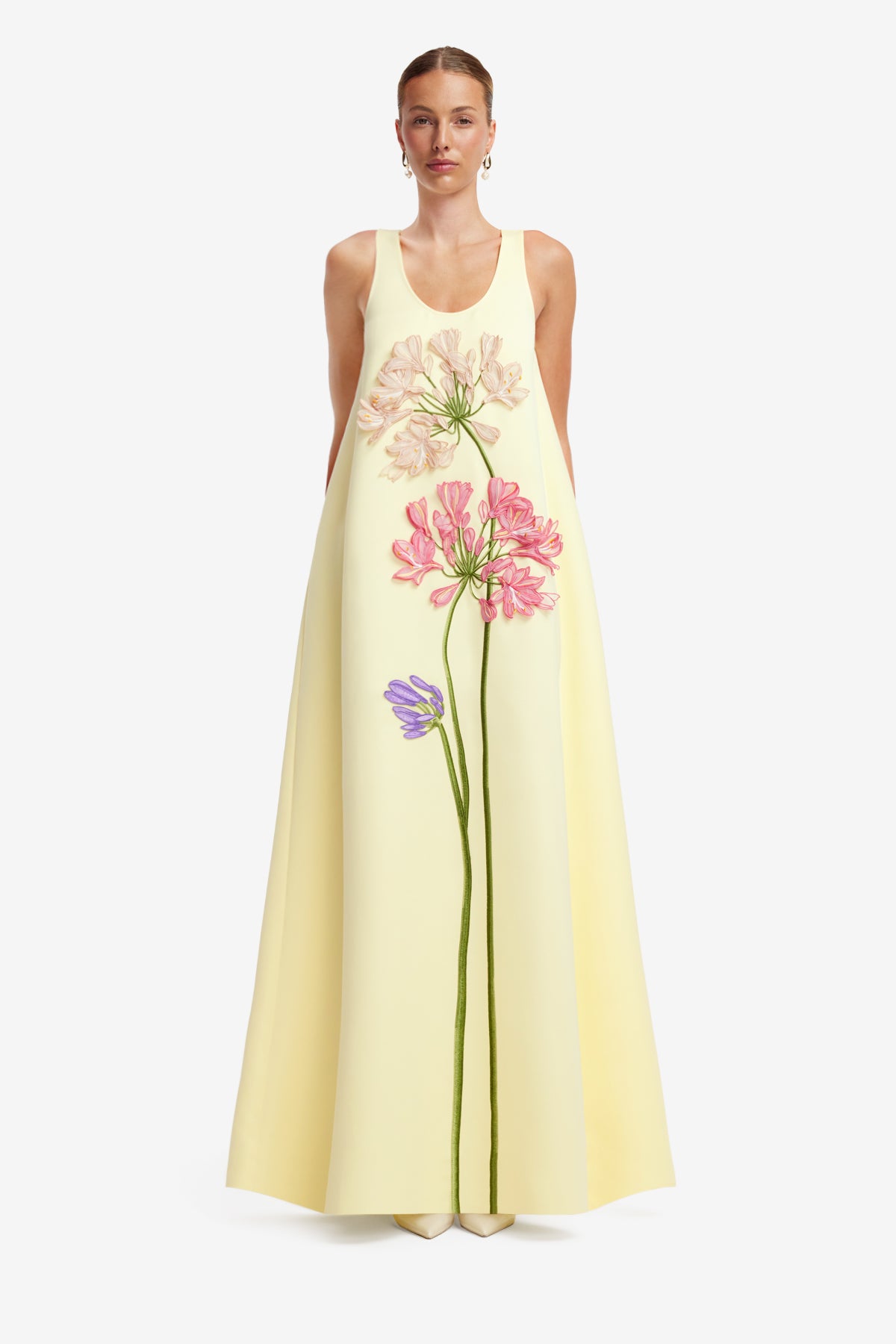 Leo Lin Charlene Appliqué Gown l Agapanthus Print