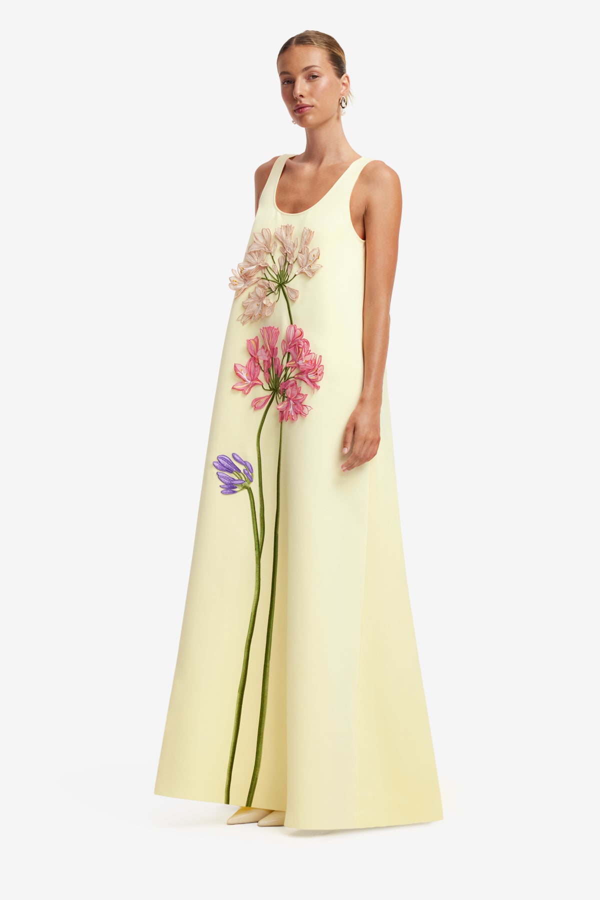 Leo Lin Charlene Appliqué Gown l Agapanthus Print
