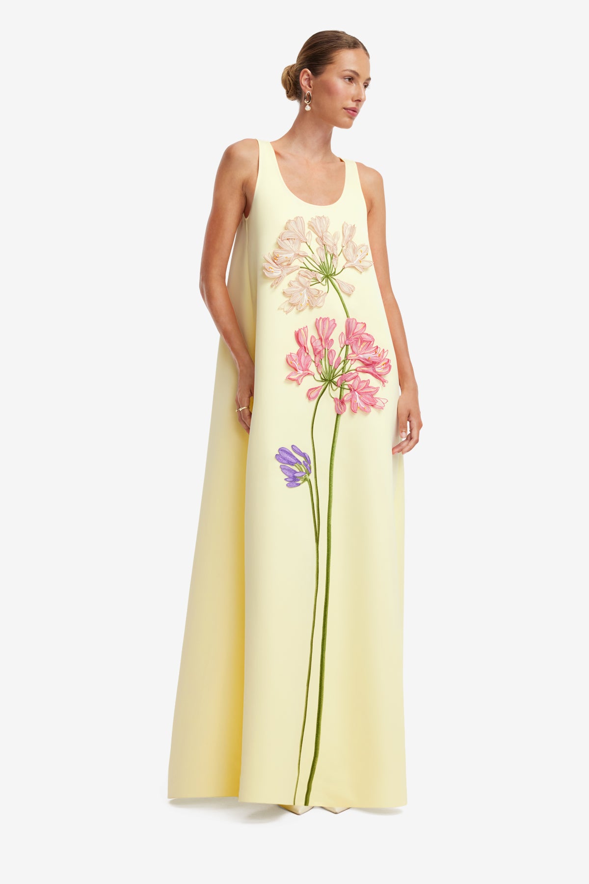 Leo Lin Charlene Appliqué Gown l Agapanthus Print