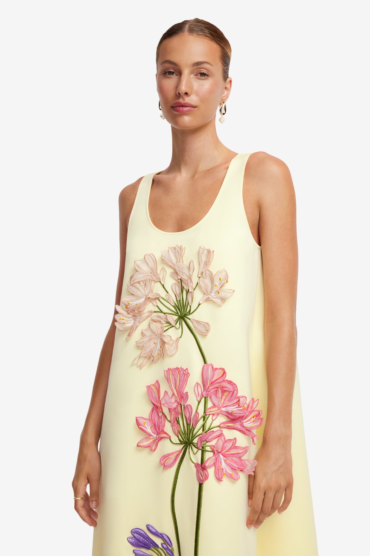 Leo Lin Charlene Appliqué Gown l Agapanthus Print