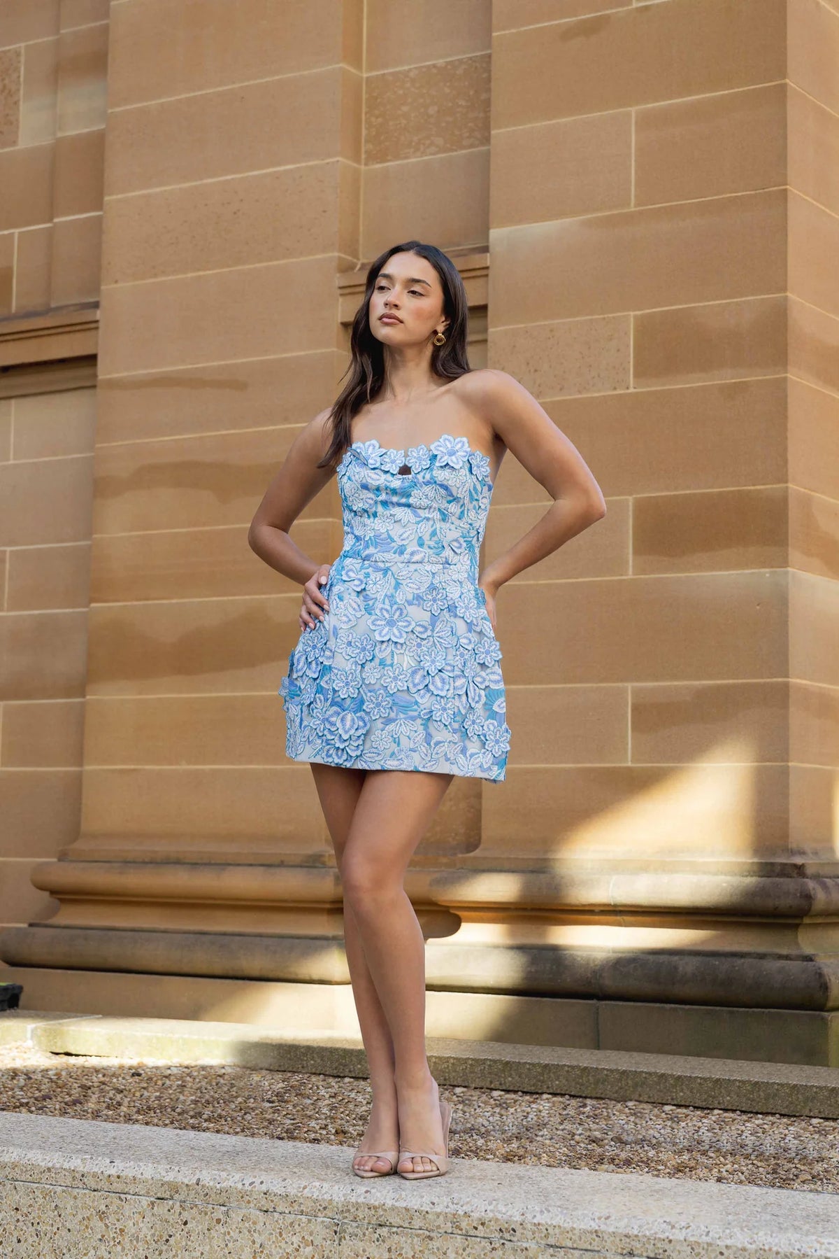 Elliatt Roseate Floral Mini Dress in Blue